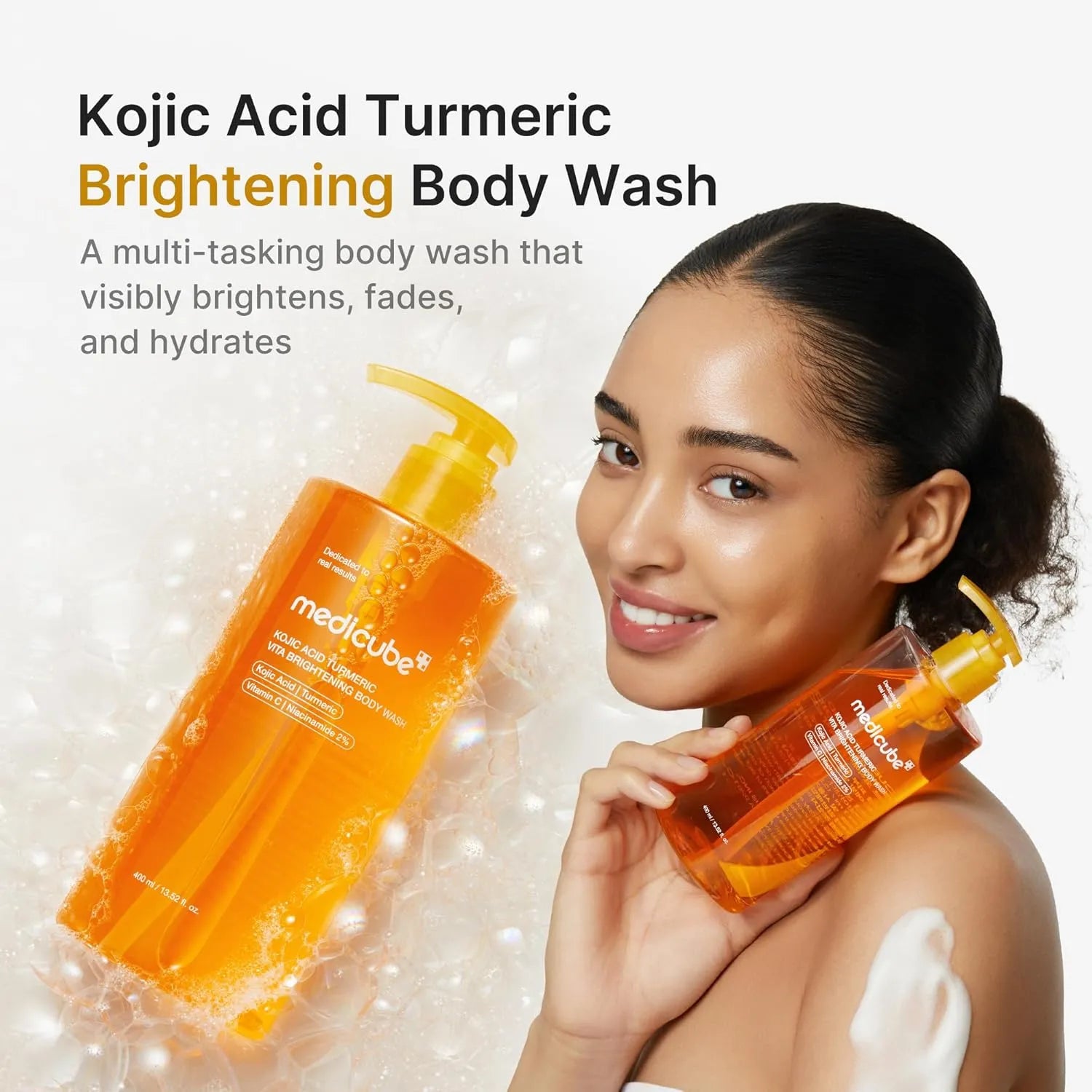 MEDICUBE Kojic Acid Turmeric Vita Brightening Body Wash 400ml product image – brightening body cleanser – Beutista
